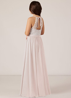 Azazie Fahari Junior A-Linie Spitze Chiffon Kleid Blassrosa image4