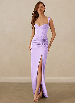 Christian Siriano Bridal for Azazie 1017 Bridesmaid Dresses Lilac Sheath Sweetheart Neckline Stretch Satin Dress image1