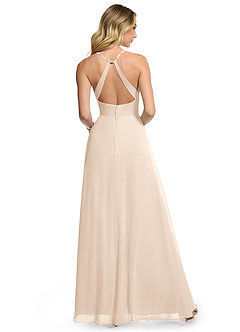 Azazie Davis Brautjungfernkleider A-Linie V-Hals Chiffon Kleid Alabaster Weiß image5