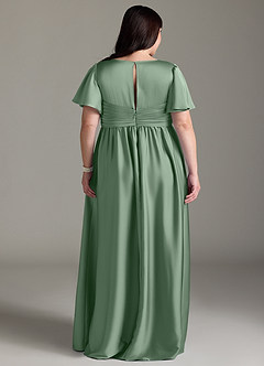 Azazie Verna Abiti da damigella d'onore premaman Abito A-Line Increspato Raso Elasticizzato Floor-Length image11