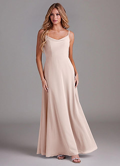 Azazie Daenerys Bridesmaid Dresses Rose Petal A-Line Cowl Chiffon Dress image3