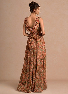 Maxi jurk Aurore Oranje Bloemen image2