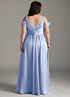 Azazie Lianne Bridesmaid Dresses Ice A-Line Off the Shoulder Stretch Satin Dress image10