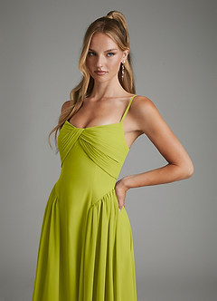 Azazie Evan Bridesmaid Dresses Lemongrass A-Line Strapless Chiffon Dress image6