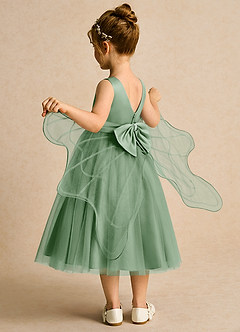 Azazie Pear Flower Girl Dresses Matcha Ball-Gown Bow Tulle Dress image5