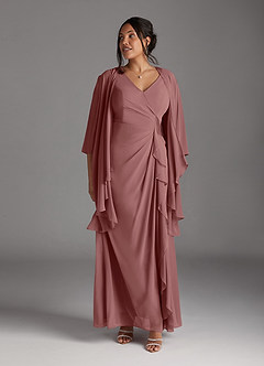 Azazie Manuella Mother of the Bride Dresses Desert Rose A-Line V-Neck Pleated Chiffon Dress image12