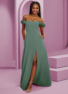 Barbie ♥ Azazie Vestidos de damas de honor Vestido de Eucalipto de Gasa de Corte en A Convertible con Vestidos sin tirantes image1