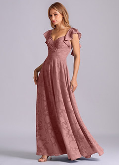 Azazie Leilani Robes de demoiselle d'honneur Robe Trapèze en Blumen-Burnout Encolure en Forme de Cœur Rose Poussiéreuse image4