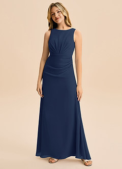 Azazie Floris Junior Linia A Pofałdowany Szyfon Długość podłogi Młodsza druhna Sukienka image4