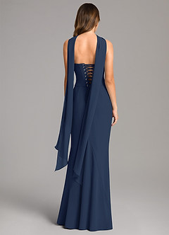 Azazie Sorrel Brautjungfernkleider Meerjungfrau-Linie Korsett Chiffon Kleid Dunkelmarine image5