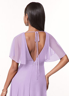 Azazie Tinsley Bridesmaid Dresses Lilac A-Line Pleated Mesh Dress image4