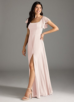 Azazie Bondi Bridesmaid Dresses Rose Petal A-Line Ruched Mesh Dress image5