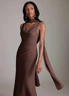Azazie Linelle Bridesmaid Dresses Ganache Mermaid Pleated Chiffon Dress image7