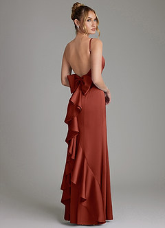 Azazie Zherra Robes de demoiselle d'honneur Robe Sirène en Satin extensible Arc Terracotta image1
