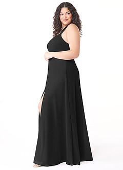 Azazie Jane Abiti da Damigella Abito A-Line in Chiffon con Scollo a V a Pieghe Nero image8