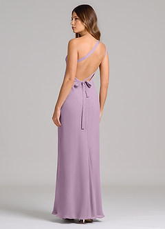 Azazie Monroe Final Sale Wisteria Sheath One Shoulder Chiffon Dress image2