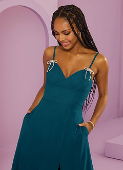 Barbie ♥ Azazie Bridesmaid Dresses Ink Blue A-Line with Pockets Chiffon Dress image2