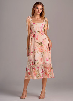 Azazie Deb Bridesmaid Dresses Abstract Bouquet Floral A-Line with Pockets Chiffon Convertible Dress image1