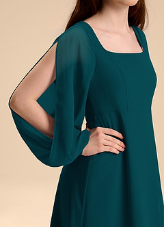 Azazie Bondi Junior Pine A-Line Blouson Chiffon Dress image8