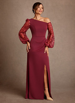 Azazie Cathleen 신부의 어머니 드레스 쉬스 레이스 플로어 길이 드레스 image4