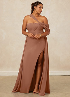 Christian Siriano Bridal for Azazie 1014 Bridesmaid Dresses Bronzer A-Line Off the Shoulder Chiffon Dress image13