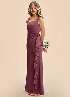 Azazie Adrienne Junior Desert Rose Sheath Pleated Stretch Satin Dress image5