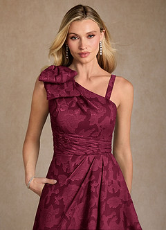 Azazie Easton Kleider für die Brautmutter Ballkleid One-Shoulder Blumen-Burnout Kleid Burgunderrot image4
