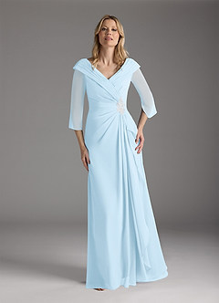 Azazie Jaycee vestidos de madre de la novia Vestido de Azul Cielo de Gasa de Corte En A image5