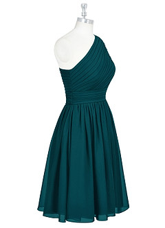 Azazie Katrina Jurken voor bruidsmeisjes Jurk van Chiffon met A-Lijn One-Shoulder Pijnboom image8