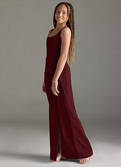 Azazie Mero Junior Cabernet Mermaid Pleated Stretch Satin Dress image4