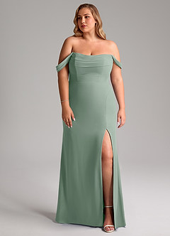 Azazie Saige Bridesmaid Dresses Silver Sage A-Line Off the Shoulder Chiffon Convertible Dress image10