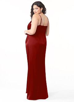 Azazie Maci Robes de demoiselle d'honneur Robe Trapèze en Satin extensible Col V plissé Grenade image8