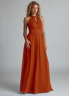 Azazie Camella Final Sale Cabernet A-Line Pleated Chiffon Dress image2