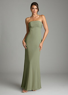 Azazie Saylor Bridesmaid Dresses Pistachio Mermaid Strapless Chiffon Dress image3
