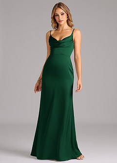 Azazie Aimee Bridesmaid Dresses Dark Green A-Line Sweetheart Neckline Stretch Satin Dress image4