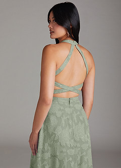 Azazie Clarice Robes de demoiselle d'honneur Robe Trapèze en Blumen-Burnout Fente Latérale Agave image6
