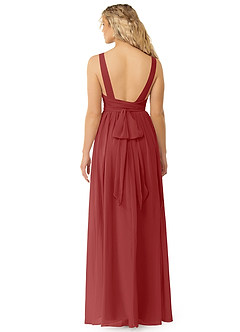 Azazie Kora Bridesmaid Dresses Rust A-Line Pleated Chiffon Dress image2