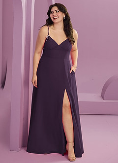 Barbie ♥ Azazie Bridesmaid Dresses Plum A-Line with Pockets Chiffon Dress image1
