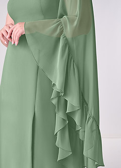 Barbie ♥ Azazie Bridesmaid Dresses Matcha A-Line Long Sleeve Chiffon Dress image10