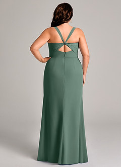 Azazie Mero Bridesmaid Dresses Sea Moss Sheath Pleated Chiffon Dress image10