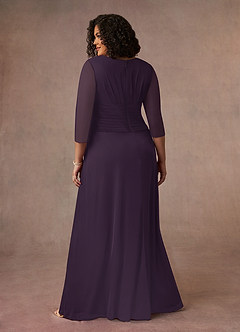 Azazie Annetta Mother of the Bride Dresses Plum A-Line V-Neck Pleated Mesh Dress image9
