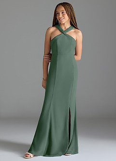 Azazie Rue Junior Eucalyptus Mermaid Side Slit Chiffon Dress image1