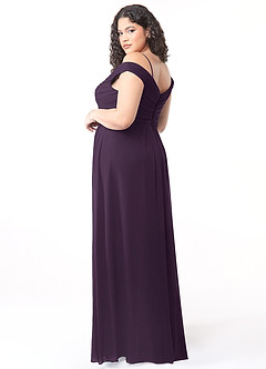 Azazie Audrianna Bridesmaid Dresses Plum A-Line Off-The-Shoulder Gathered Chiffon Convertible Dress image10