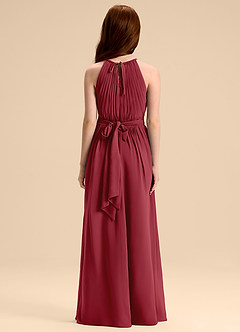 Azazie Malone Junior Pomegranate A-Line Pleated Chiffon Dress image2