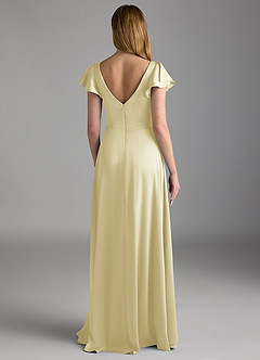 Azazie Omari Bridesmaid Dresses Lemon Sorbet A-Line Stretch Satin Dress image2
