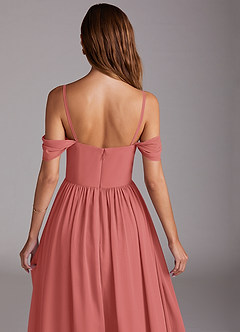 Azazie Calianna Robes de demoiselle d'honneur Robe Trapèze Convertible en Mousseline de soie Épaules dénudées Antique Rose image9