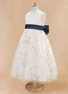 Azazie Pollie Flower Girl Dresses Ivory Neptune A-Line Bow Tulle Dress image13