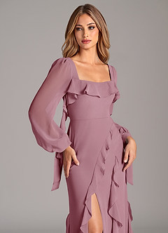 Azazie Candice Final Sale Vintage Mauve A-Line Long Sleeve Chiffon Dress image7