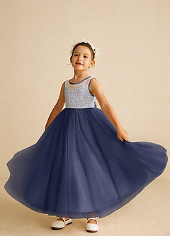 Azazie Tay Flower Girl Dresses Stormy A-Line Sequins Tulle Dress image6