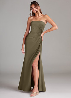 Azazie Aliani Final Sale Willow Green Sheath Strapless Chiffon Convertible Dress image4
